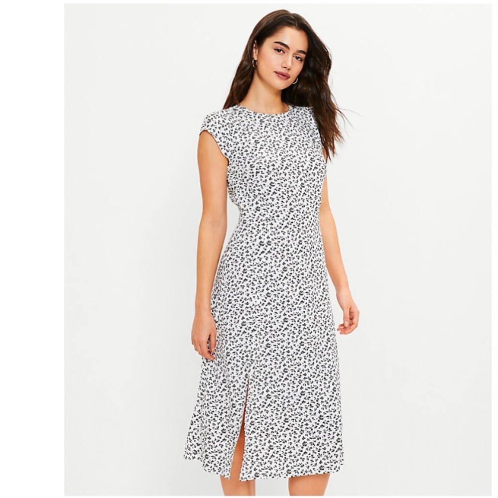 NWT LOFT Floral Flutter Sleeve Midi Dress